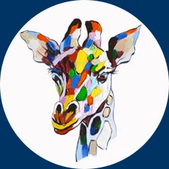 Gemalte, bunte Giraffe im Kreis